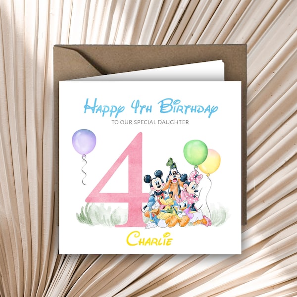 Personalised Printed 1st 2nd 3rd Birthday Card Mickey Mouse and Friends Any Age Son Daughter Grandson Niece Sister Brother Nephew