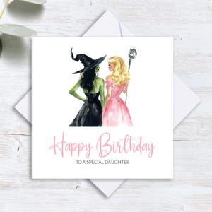 Carte d'anniversaire personnalisée Un méchant - tout âge - carte rose et verte