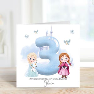 Gepersonaliseerde gedrukte prinses verjaardagskaart - sneeuwprinses - elke leeftijd - dochter nicht zus kleindochter