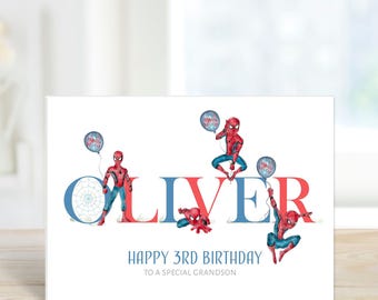 Tarjeta de cumpleaños personalizada impresa para CUALQUIER EDAD: superhéroe, hijo, hija, sobrina, sobrino, hermana, nieta y nieto.