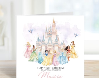 Tarjeta de cumpleaños personalizada impresa para princesa - 2º, 3º, 4º, 5º, 6º, 7º, etc. - Hija, sobrina, hermana, nieta