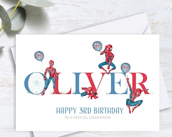 Biglietto di auguri di compleanno personalizzato stampato per QUALSIASI ETÀ Supereroe Figlio Figlia Nipote Nipote Sorella Nipote Nipote
