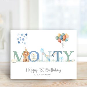 Carte d'anniversaire personnalisée imprimée pour chien - Cocker anglais - pour votre chien ou chiot - Rose ou bleu