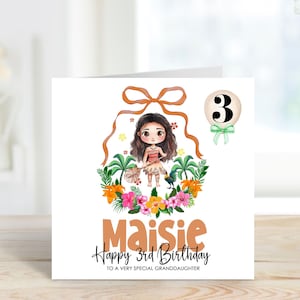 Tarjeta de cumpleaños personalizada impresa Tarjeta de princesa Cualquier edad Hija Sobrina Hermana Nieta