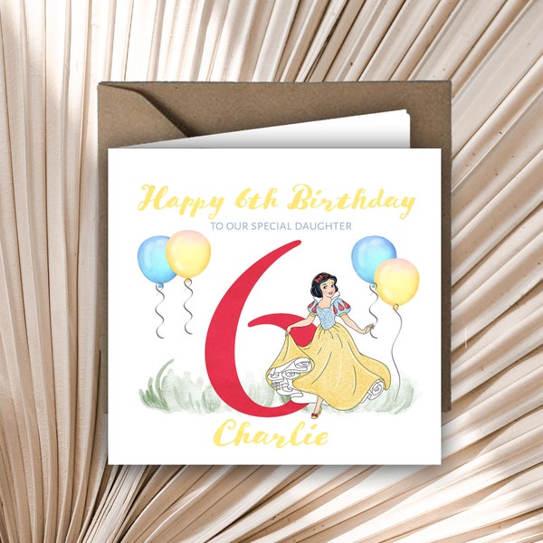 Personalised Printed 1st 2nd 3rd Birthday Card Princess Snow White Any Age Daughter Niece Sister Granddaughter