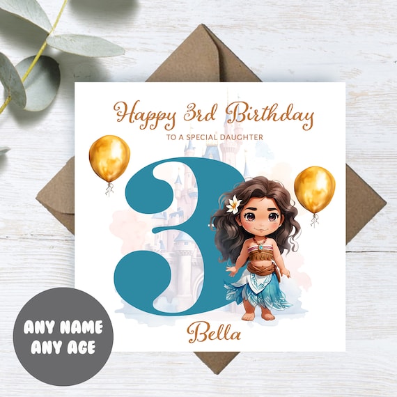 Personalised Printed Birthday Card Cute Princess Any Age Daughter
