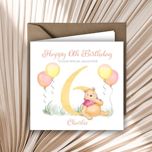 Carte d'anniversaire personnalisée imprimée Winnie l'ourson, tout âge, fille, fils, nièce, soeur, petite-fille, petit-fils