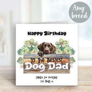 Carte d'anniversaire papa chien personnalisée - de votre chien - beaucoup de races et de couleurs au choix