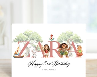 Carte d'anniversaire personnalisée imprimée pour tous les âges, carte de princesse, fille nièce, soeur, petite-fille