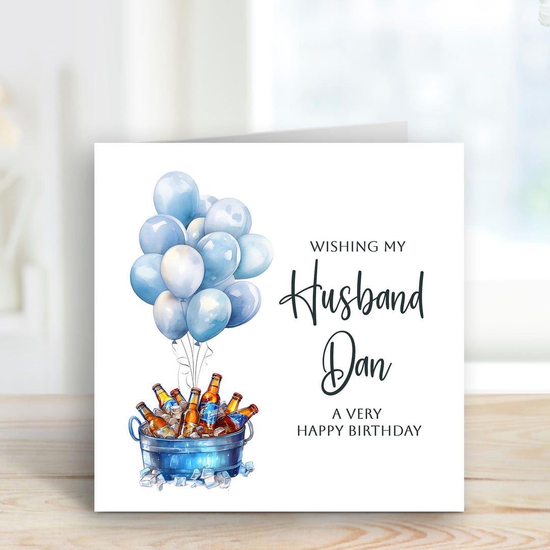 Husband Birthday Card - Beer Theme - Personalised Printed Greeting Card ...
