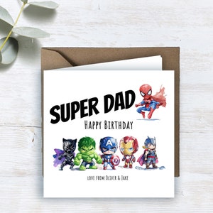 Tarjeta de cumpleaños personalizada de SUPER PAPÁ - Tarjeta de papá superhéroe - Tarjeta para papá