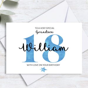 Biglietto di auguri personalizzato per il 18° compleanno - Nome sul biglietto - Qualsiasi età - Biglietto per il 18° compleanno Per lui, figlio, nipote, amico