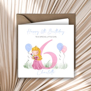 Personalised Printed 1st 2nd 3rd Birthday Card Princess Aurora Any Age Daughter Niece Sister Granddaughter