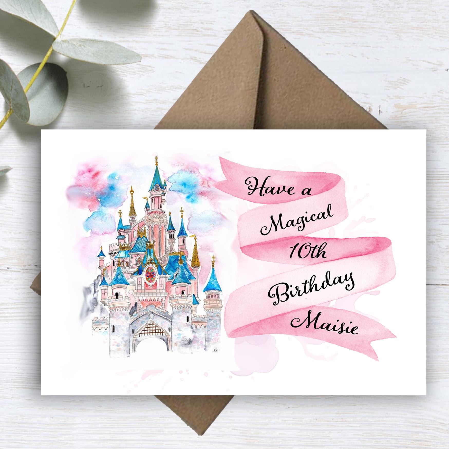 Personalised Printed ANY AGE Birthday Card Magical Castle Paris Daughter Niece Sister Granddaughter