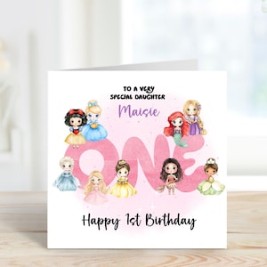 Carte d'anniversaire imprimée personnalisée, jolie carte de princesse, tout âge, fille nièce, soeur, petite-fille