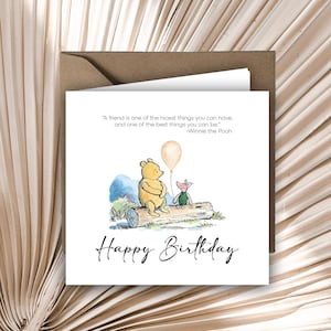Personalisierte gedruckte Freund-Bester Freund-Gruß-Karte Winnie the Pooh und Ferkel