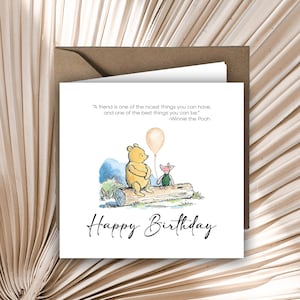 Personalised Printed Friend Best Friend Greetings Card Winnie the Pooh and Piglet