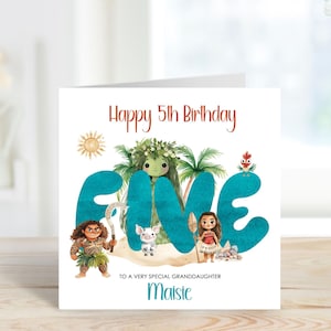 Carte d'anniversaire imprimée personnalisée princesse mignonne carte de princesse polynésienne tout âge fille nièce soeur petite-fille
