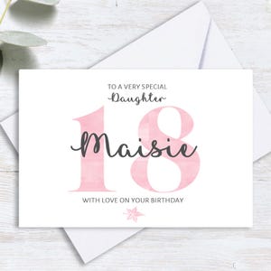 Tarjeta de cumpleaños número 18 personalizada - Nombre en la tarjeta - Cualquier edad - Tarjeta de cumpleaños número 18 Para su hija, hermana, sobrina, amiga