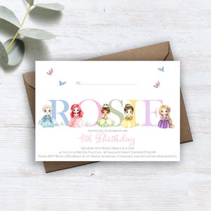 Faire-part d'anniversaire imprimé princesses, enfants, garçon, fille, faire-part de tout âge, lot de 10