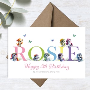 Tarjeta de cumpleaños personalizada impresa para CUALQUIER EDAD Lindos unicornios Hija Sobrina Hermana Nieta
