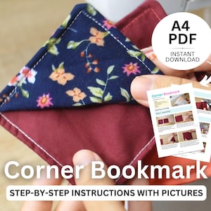 コーナーブックマーク PDF チュートリアル - 縫製ガイド ステップバイステップの印刷可能 (これまでで最も簡単なチュートリアル!)