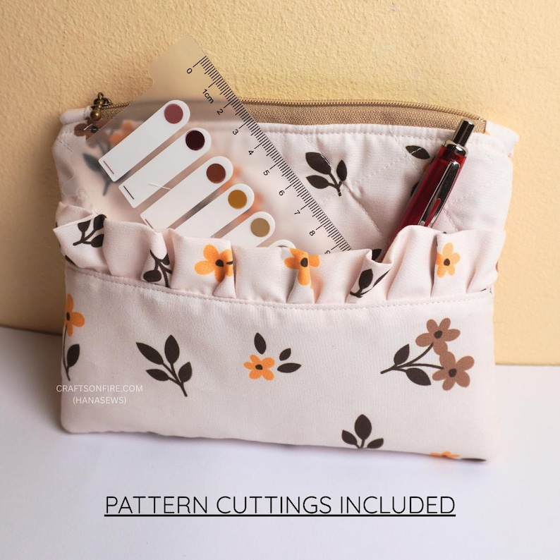 Serger Ruffle Pouch Pattern Quilted Ruffle Pouch With Front Pocket PDF Printable Sewing Guide (with ...
