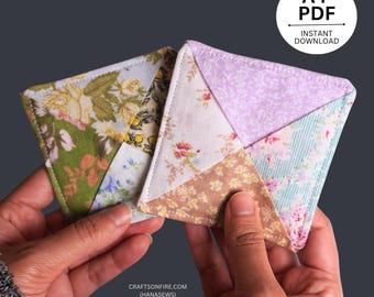 Tutorial PDF per cucire un sottobicchiere in tessuto piegato: un progetto di cucito facile per principianti con istruzioni stampabili