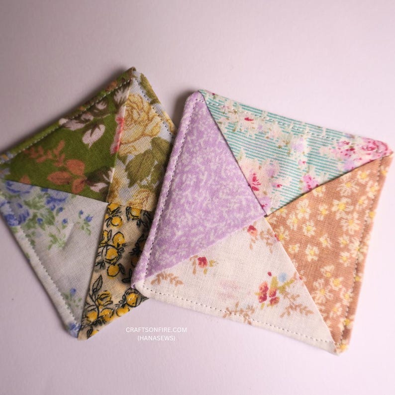 Folded Fabric Coaster Sewing Tutorial PDF – Easy Beginner Sewing ...
