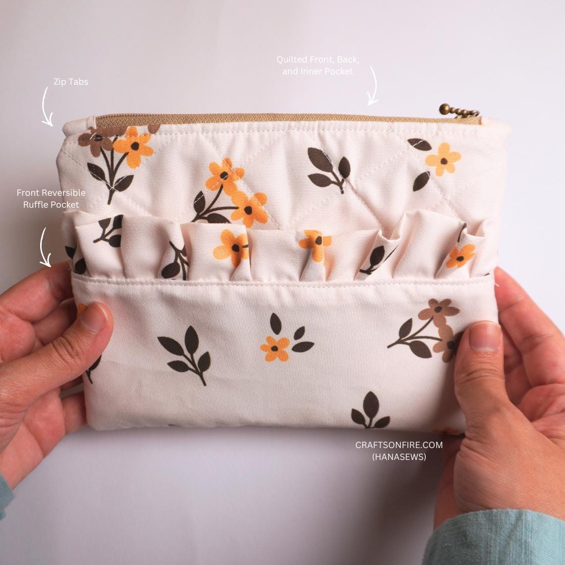 Serger Ruffle Pouch Pattern Quilted Ruffle Pouch With Front Pocket PDF Printable Sewing Guide (with ...