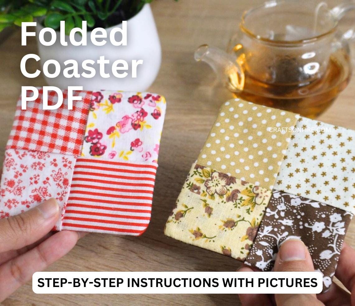 Printable Coaster Patterns.pdf Folded Coaster SEWING PDF Guide - Step-by-step Instructions With ...