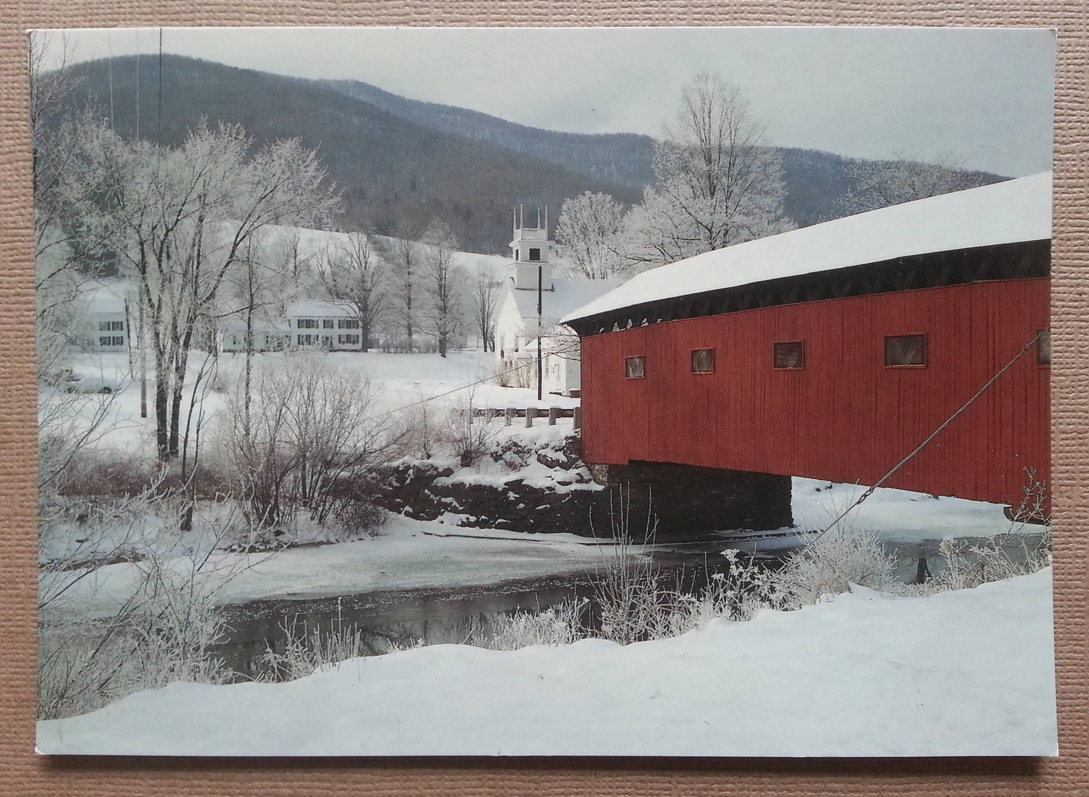 Covered Bridge West Arlington Vermont Snow Scene Postcard 26 Etsy