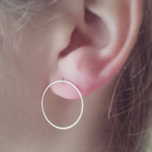 Sterling Silver Large Circle Stud Earrings: Handmade Geometric Jewelry