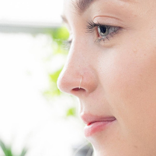 Very thin Nose ring in 9ct Yellow Gold and Sterling Silver , 0.4mm/26 GAUGE, Earring, Hypoallergenic, Septum Ring, Piercing, Hoop