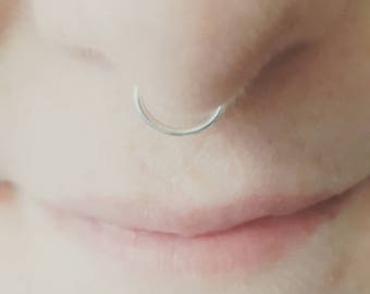 Minimal False septum, Eco Sterling Silver, 9ct Gold, 1.1mm 8mm diameter, Septum Ring. Ethical Jewellery, Ethical Jewelry