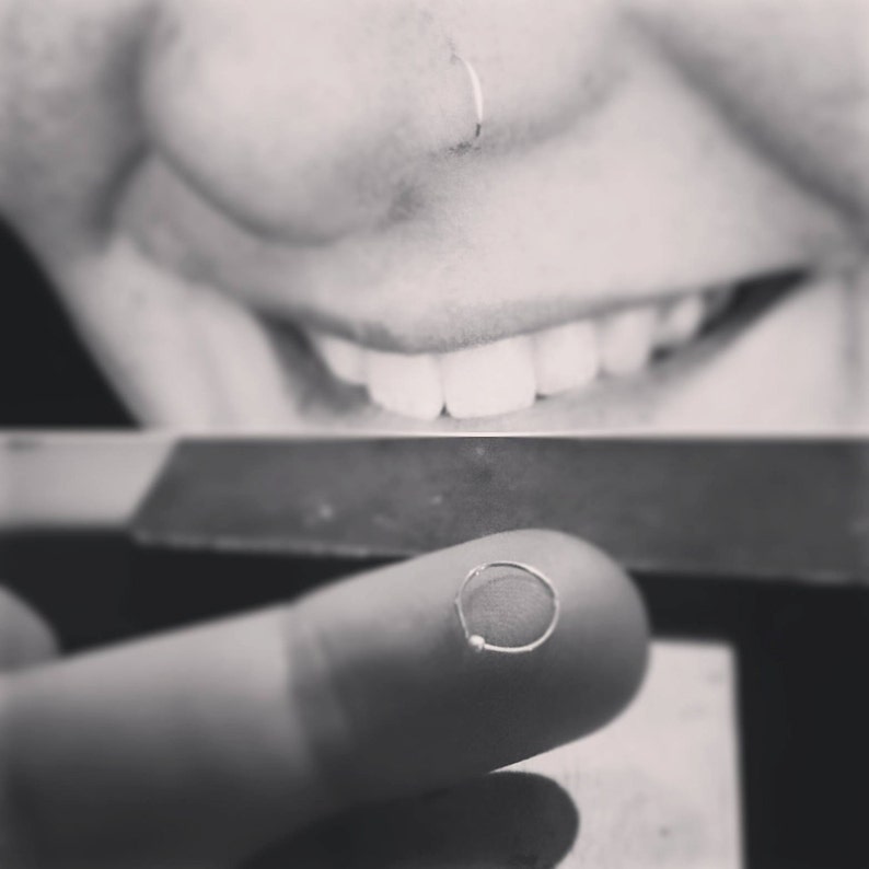 ECO Silver Very thin Nose ring, 0.5mm/25 GAUGE, Earring, Hypoallergenic, Septum Ring, Piercing, Hoop image 2