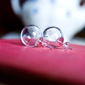 Dandelion glass earrings, terrarium globe earrings image 5