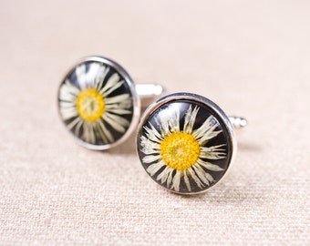 Beatiful daisy - resin cufflinks