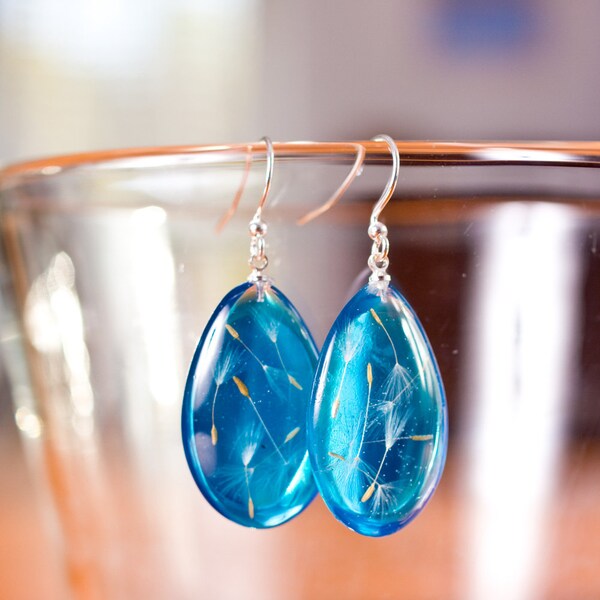 Boucles d'oreilles turquoise - résine et argent sterling.