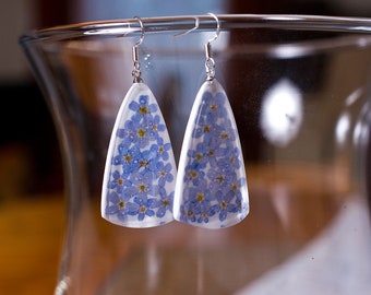 Forget-me-not earrings -  resin&sterling silver