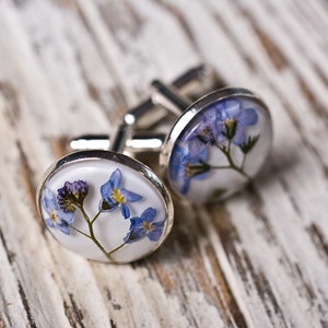 Forget-me-not white - resin cufflinks