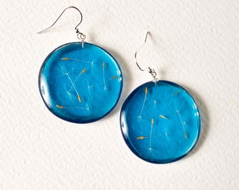 Turquoise earrings -  resin & sterling silver.