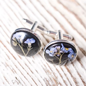 Forget-me-not white - resin cufflinks