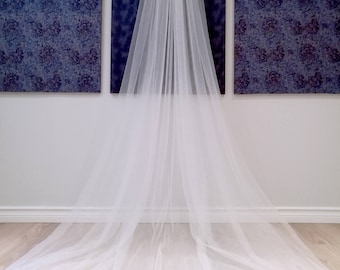 2 Layer Cathedral Veil | Wedding Veil | Bridal Veil | Long Wedding Veil | Tulle Veil | Two Layer Veil | Romantic Veil | White | Ivory Veil |