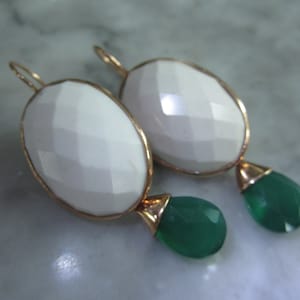 TOM K ciondolo vintage Briolette cabochon di onice estate indiana mix verde & match Orecchini sfaccettato orecchini-Pandora