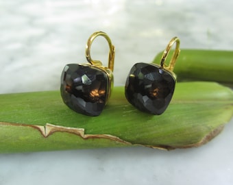 TOM K Earrings smoky quartz Ameythyst lemon quartz Gold workmanship goldsmith luxury