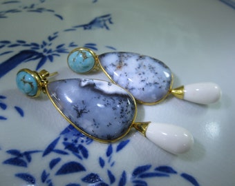 Pearl studs Switch it Chalcedony Moonstone Luxury