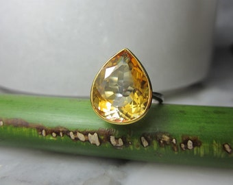 Bague Solitaire citrine de bracelet chaîne gouttes