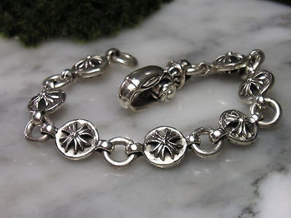 Lily Cross Bracelet Biker Hearts Silver Chrome - Etsy
