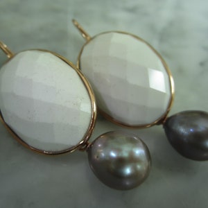 Earrings onyx purple stud earrings pearl biwa earrings